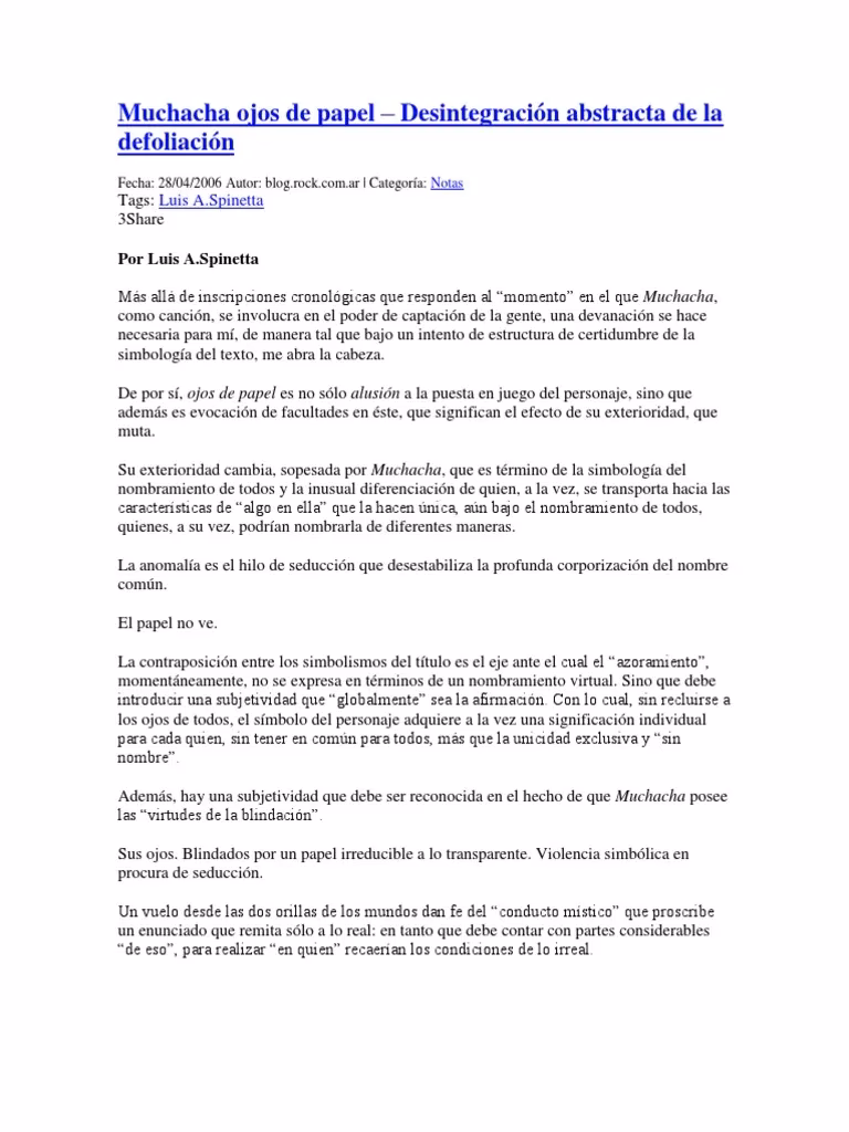 ¿Cómo se llama la mujer en la que Luis Alberto Spinetta se inspiró para crear