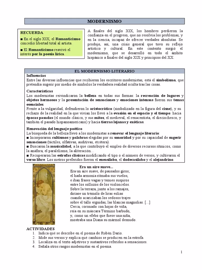 ¿Cuáles son las principales características del modernismo?