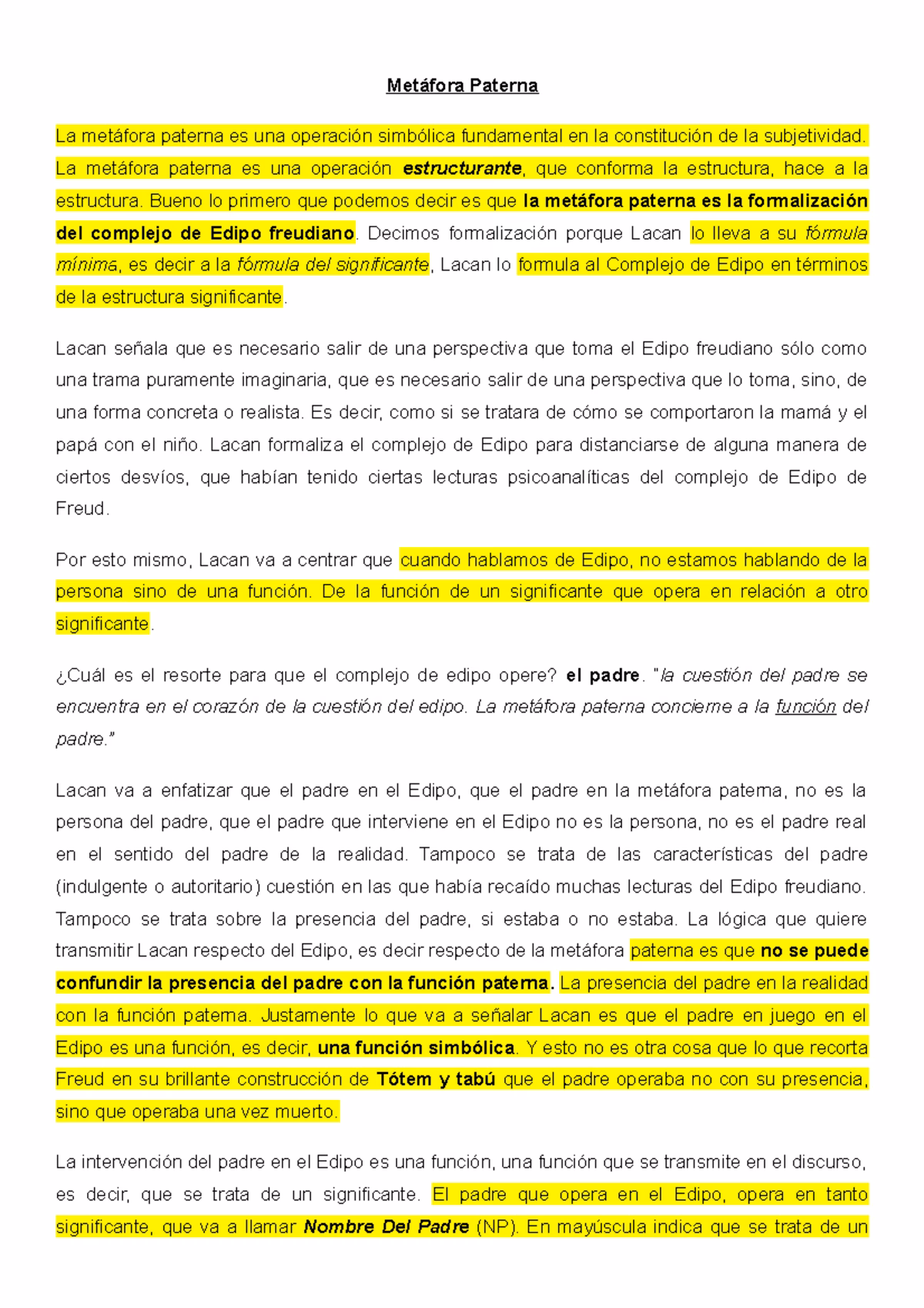 ¿Qué es la metáfora paterna?