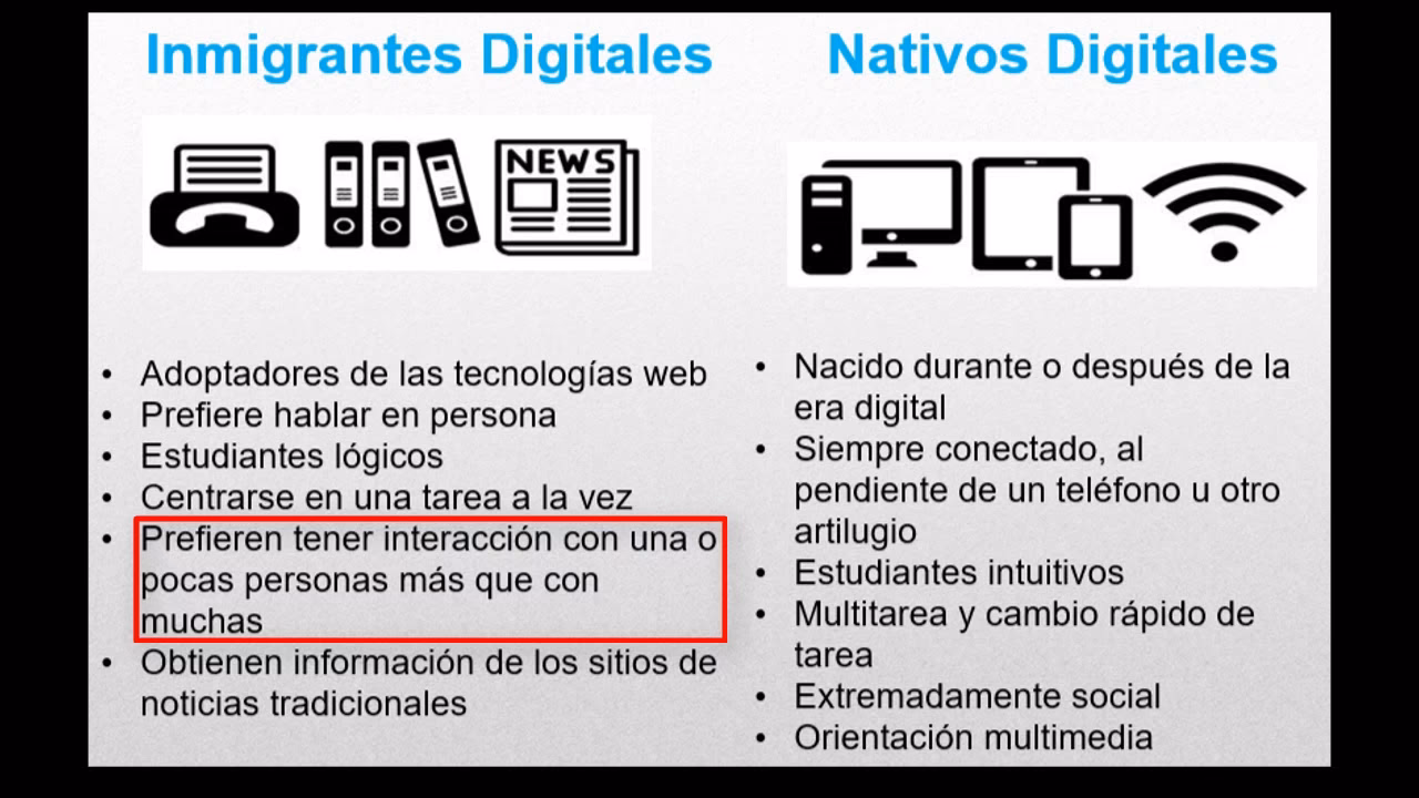 ¿Cómo se describe a los nativos e inmigrantes digitales?