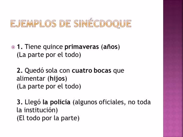 ¿Cuál es un ejemplo de sinécdoque y metonimia?