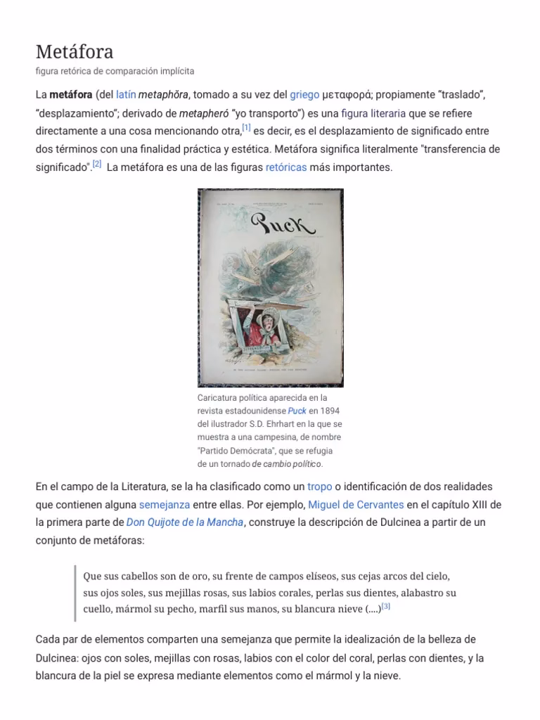 ¿Qué es una metáfora y ejemplos en Wikipedia?