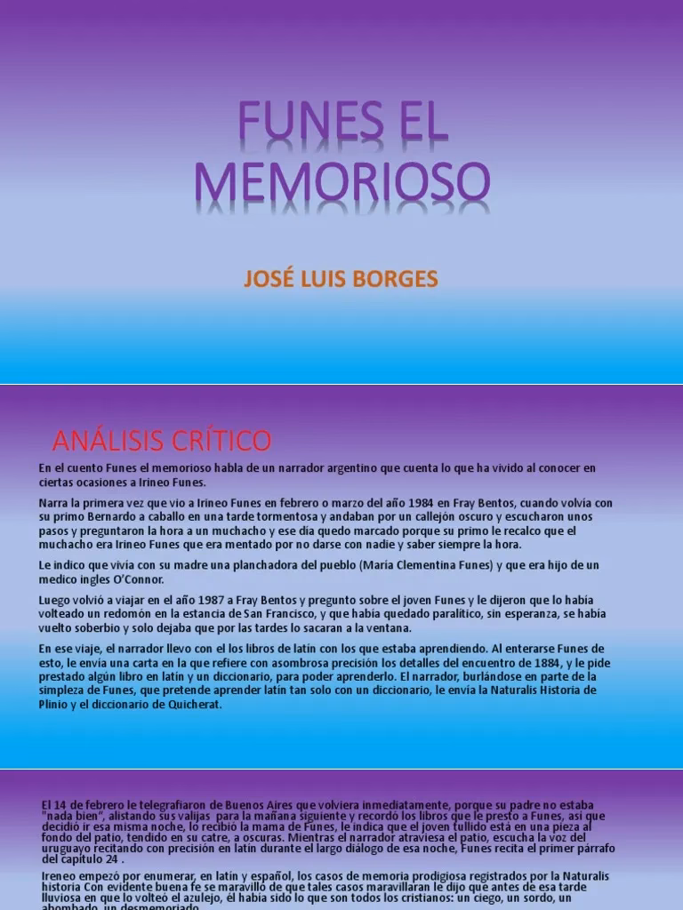 ¿Qué quiere decir Funes el memorioso?