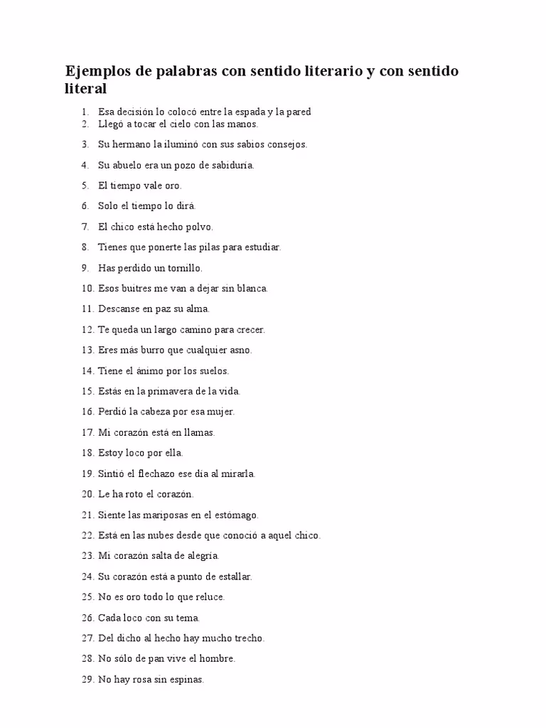 ¿Qué son las oraciones con sentido literal?