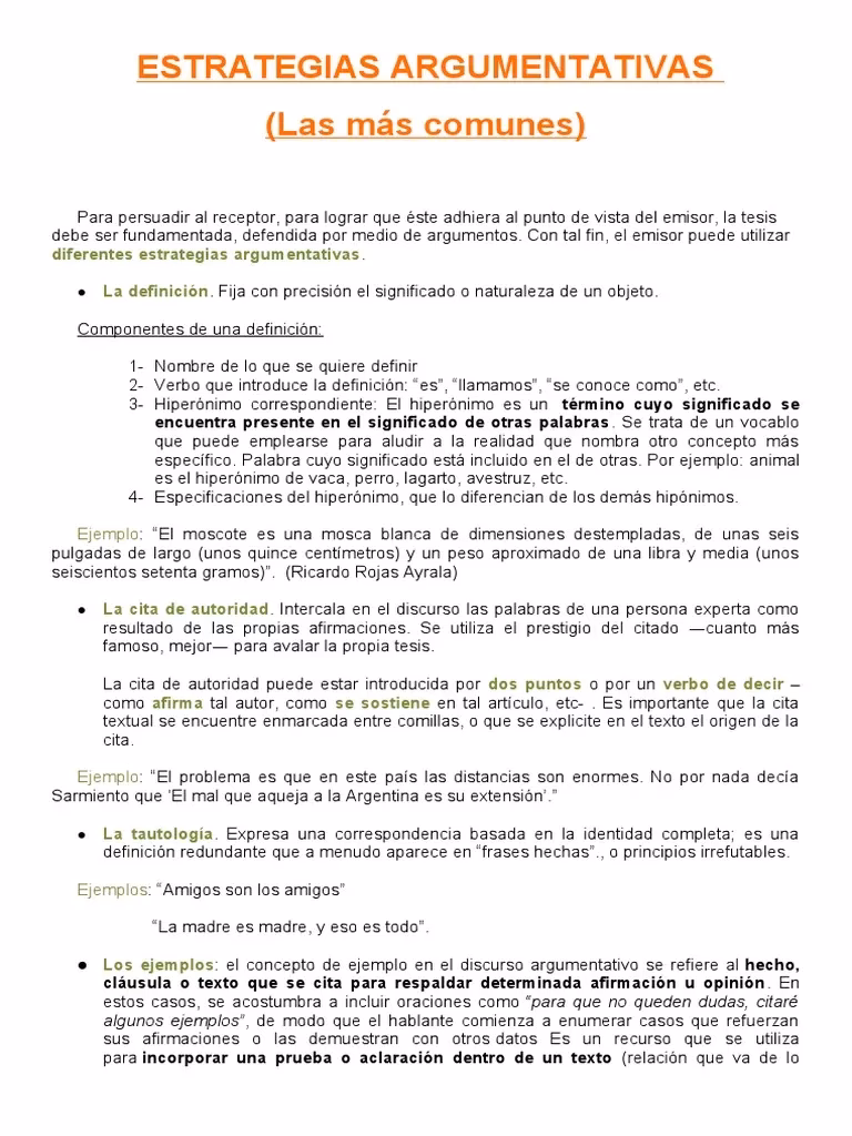 ¿Cuáles son las 4 estrategias argumentativas?