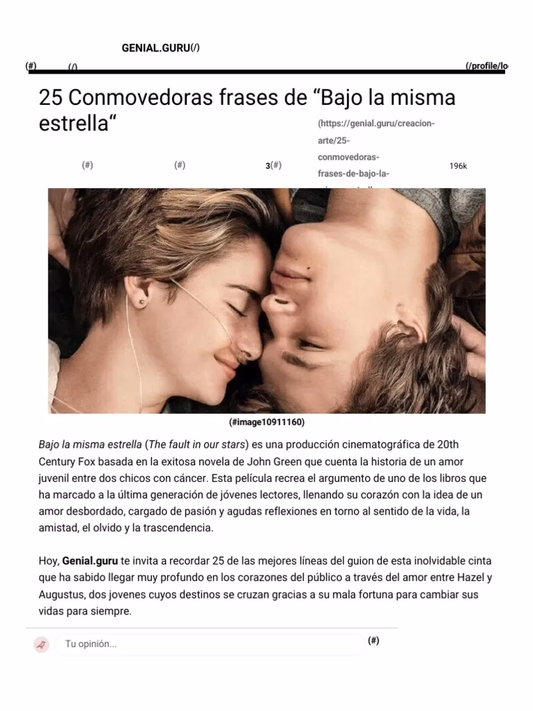 ¿Cuál es la frase de Bajo la misma estrella?