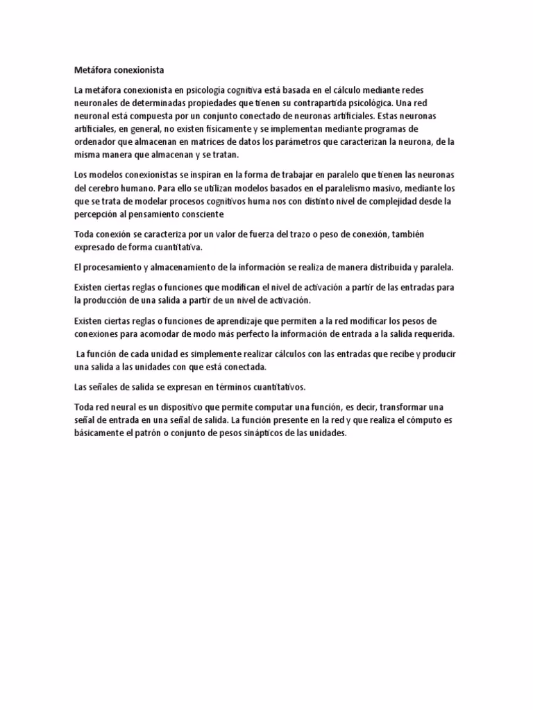 ¿Cuáles son las características del conexionismo?