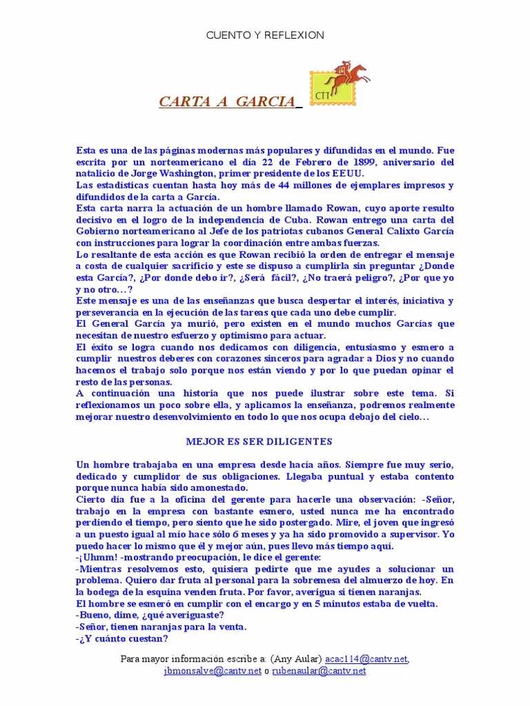 ¿Cuál es el mensaje principal de la carta a García?