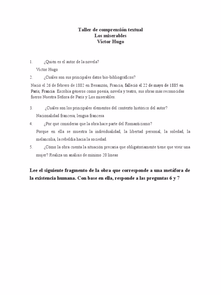 ¿Cuáles son las metáforas en Los Miserables?