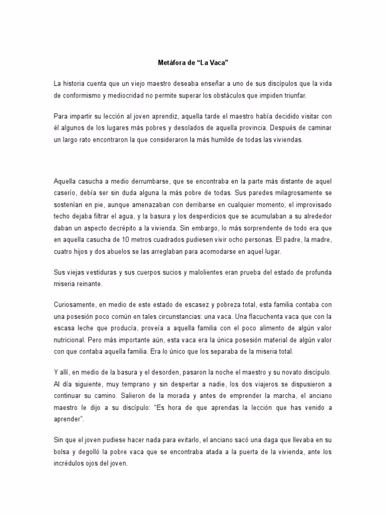 ¿Cómo es el dicho de la vaca?