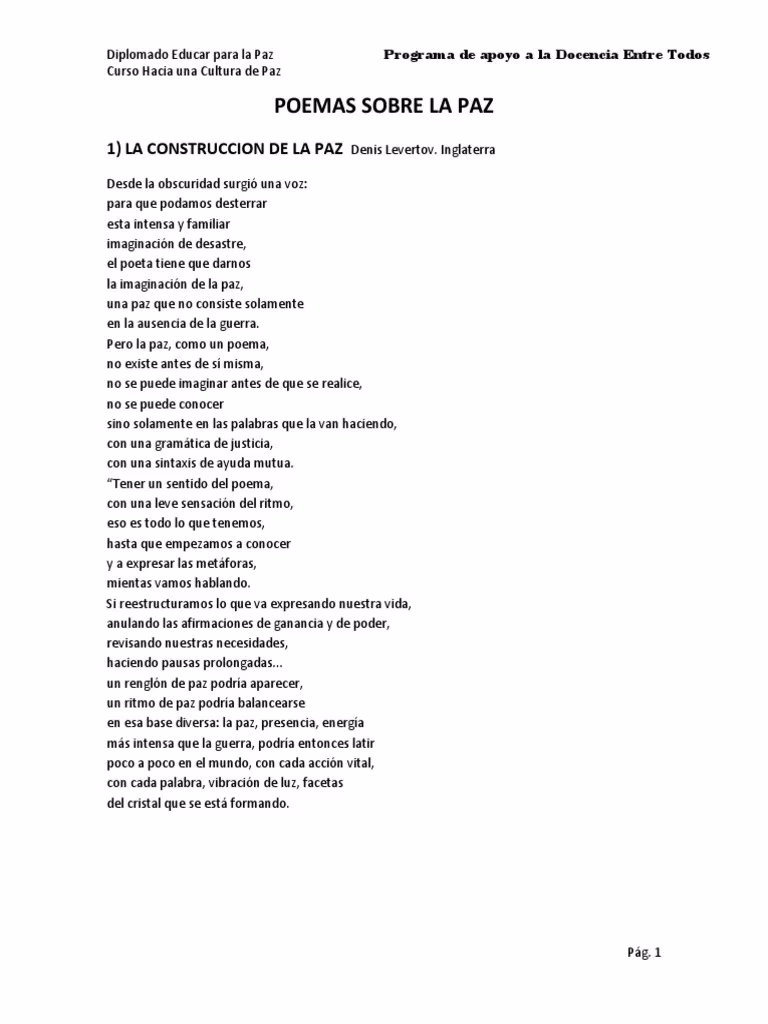 ¿Cuáles son las palabras de paz?