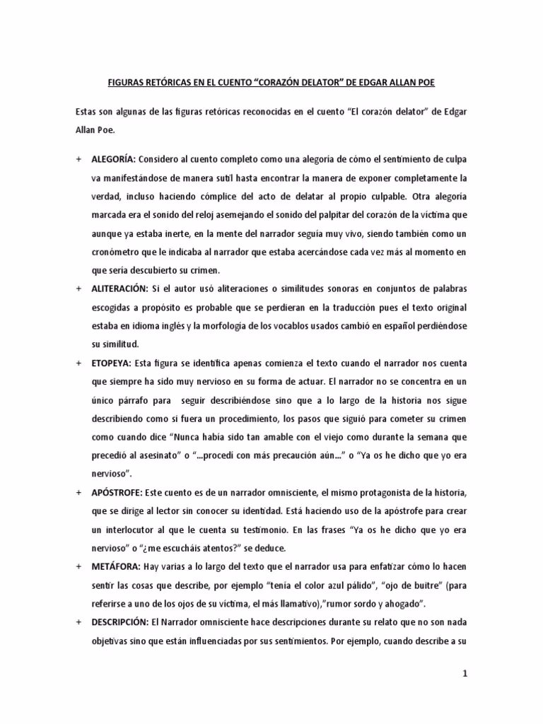 ¿Cuál es un ejemplo de una metáfora en El corazón delator?