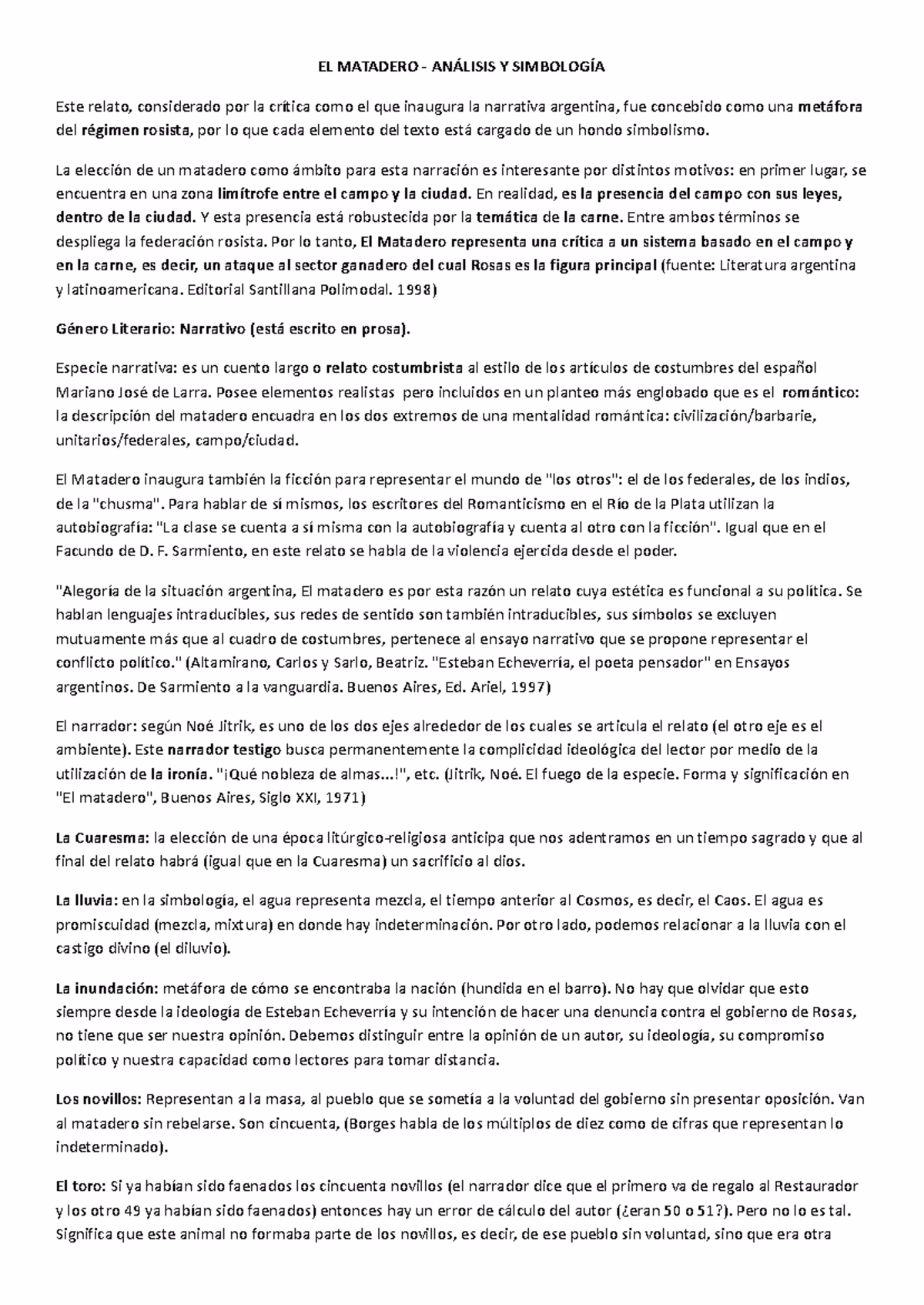 ¿Qué simboliza el toro en el matadero?