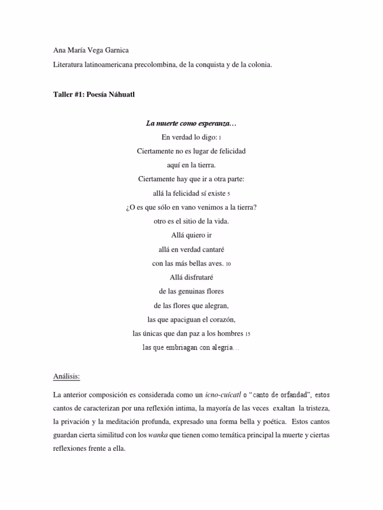 ¿Cuál es el mensaje del poema náhuatl?