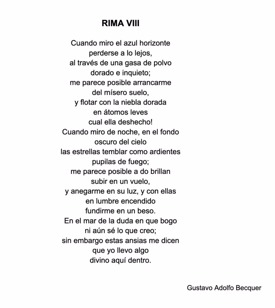 ¿Cuál es la rima más famosa de Gustavo Adolfo Bécquer?