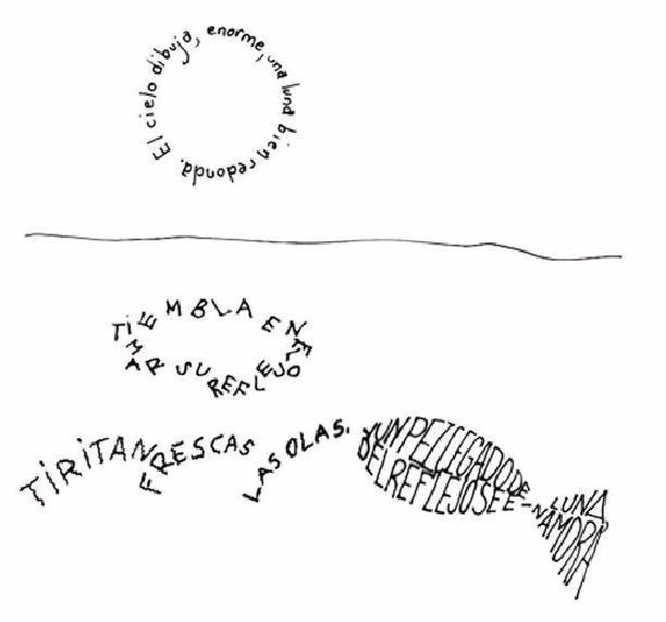 ¿Qué poesía visual forma con las palabras una figura relacionada al tema del poema?