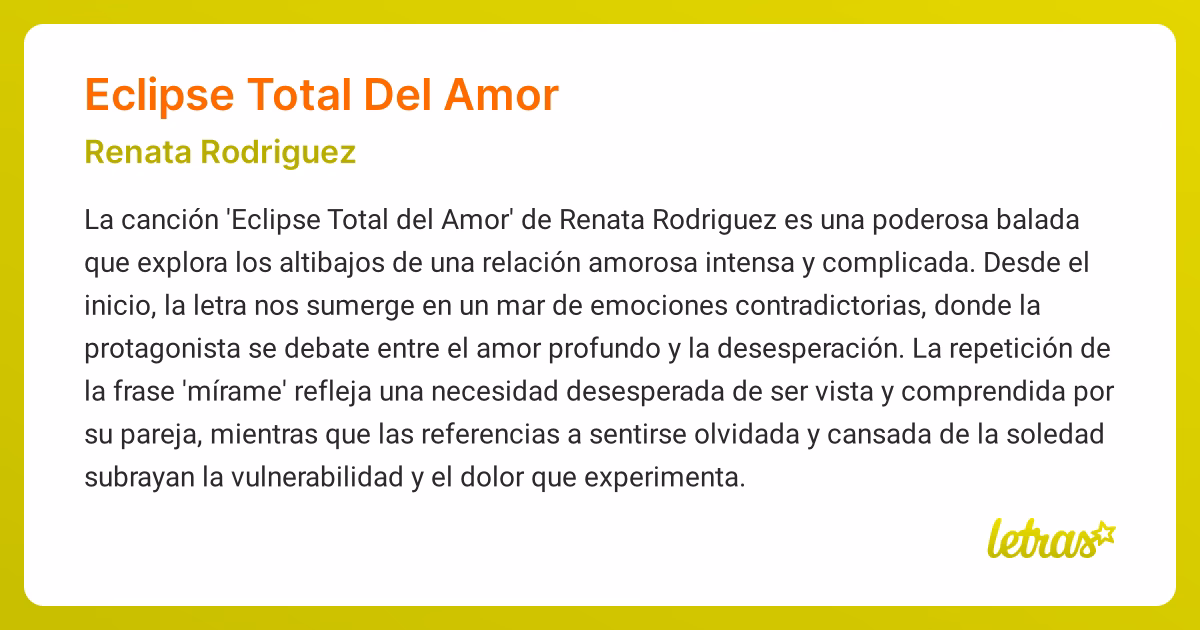 ¿Qué significado tiene la canción "Eclipse Total del Amor"?