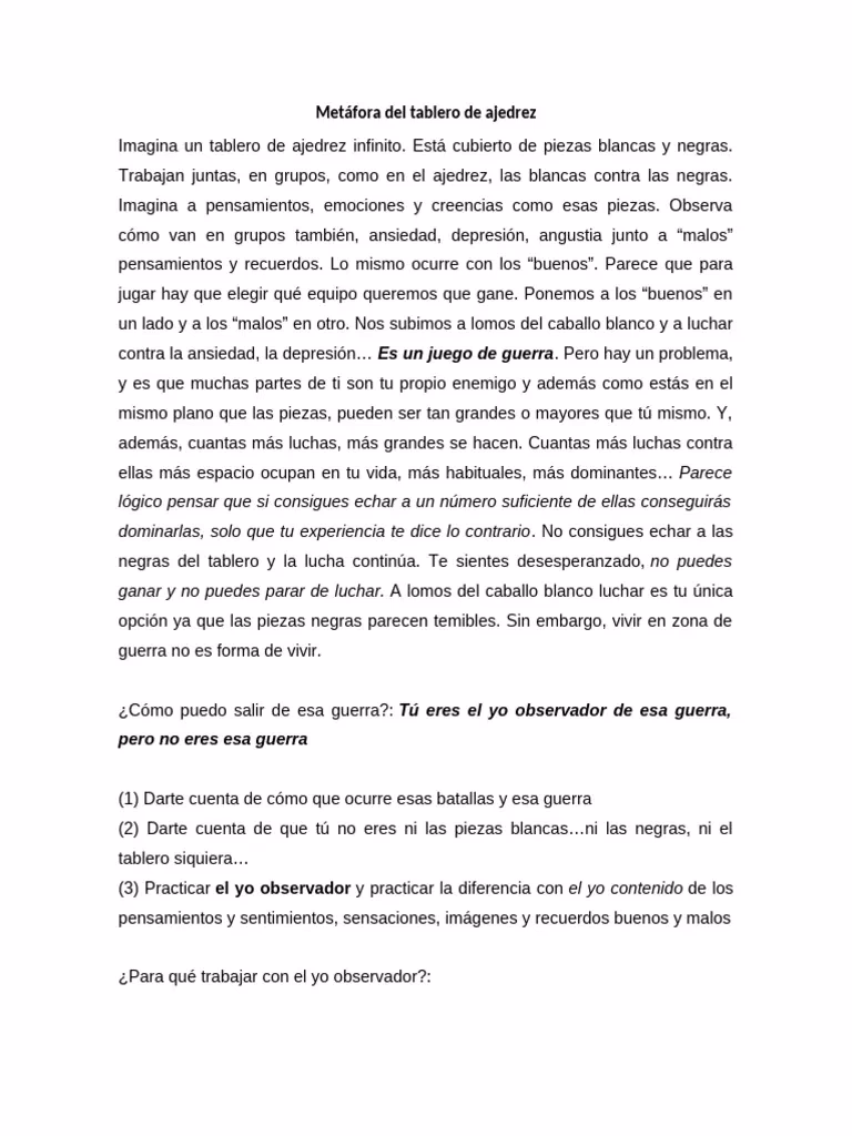 ¿Cómo se utiliza el ajedrez como metáfora?