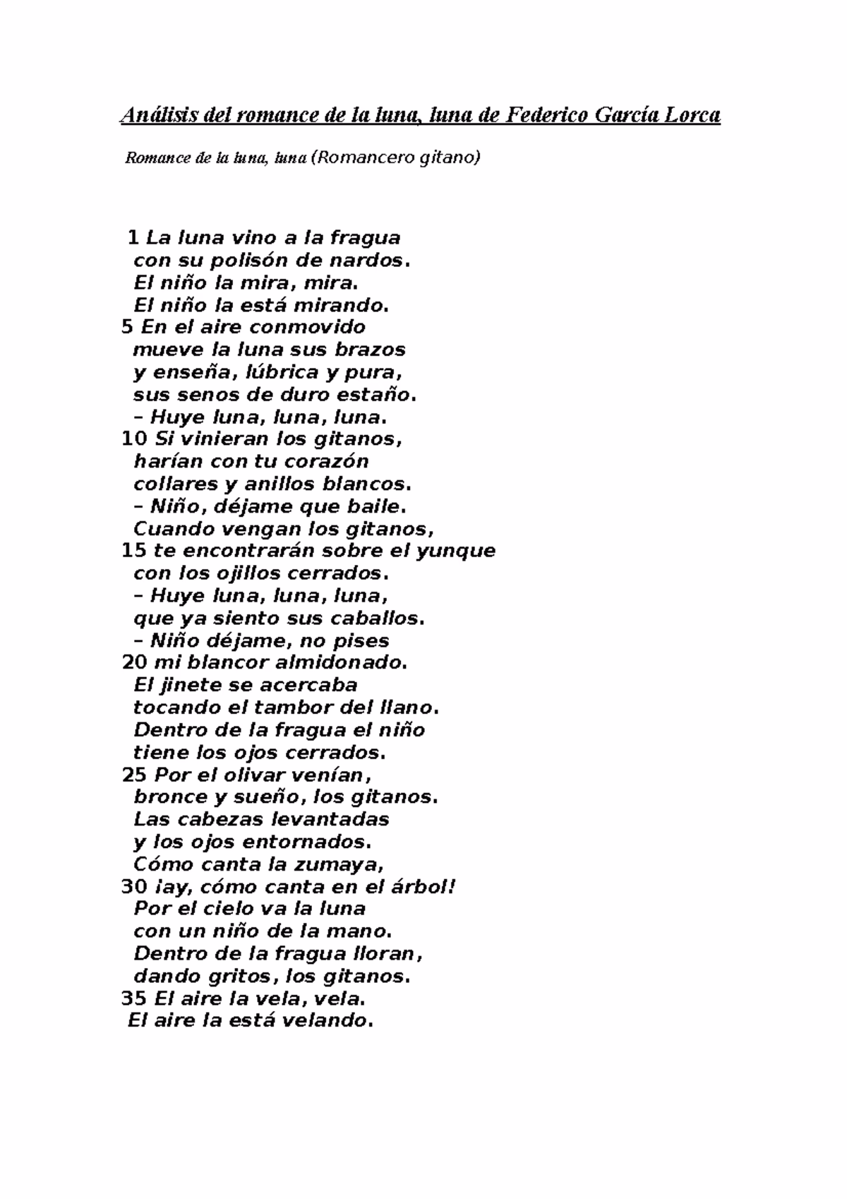 ¿Qué expresa el poema Romance de la luna luna?